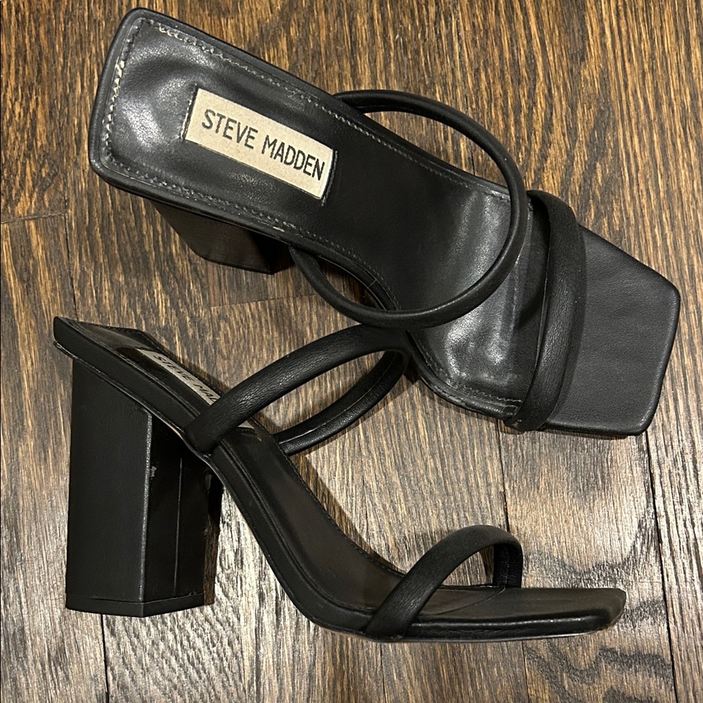 Steve Madden Black Block Heel Sandals
